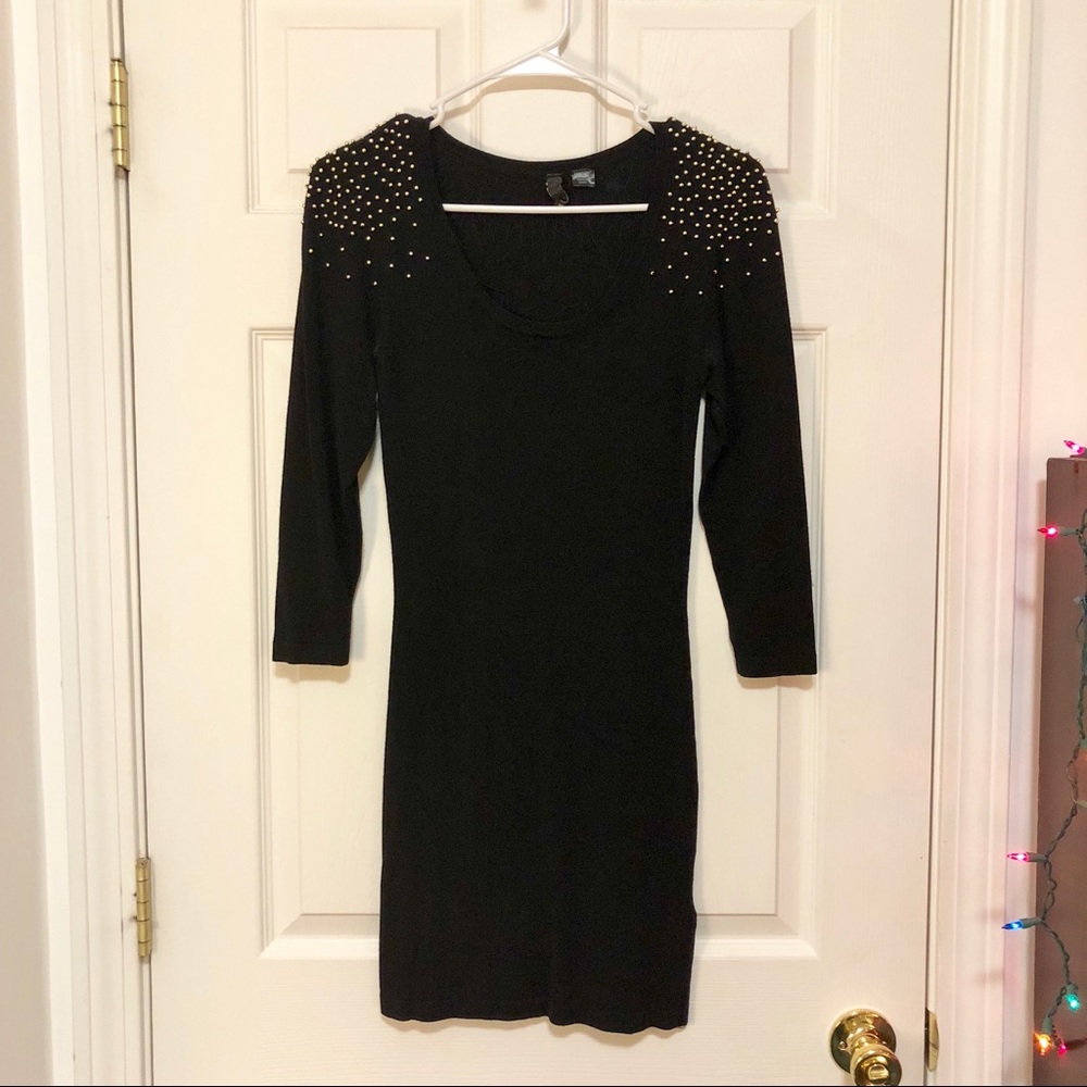 Black Dress with Gold Beads